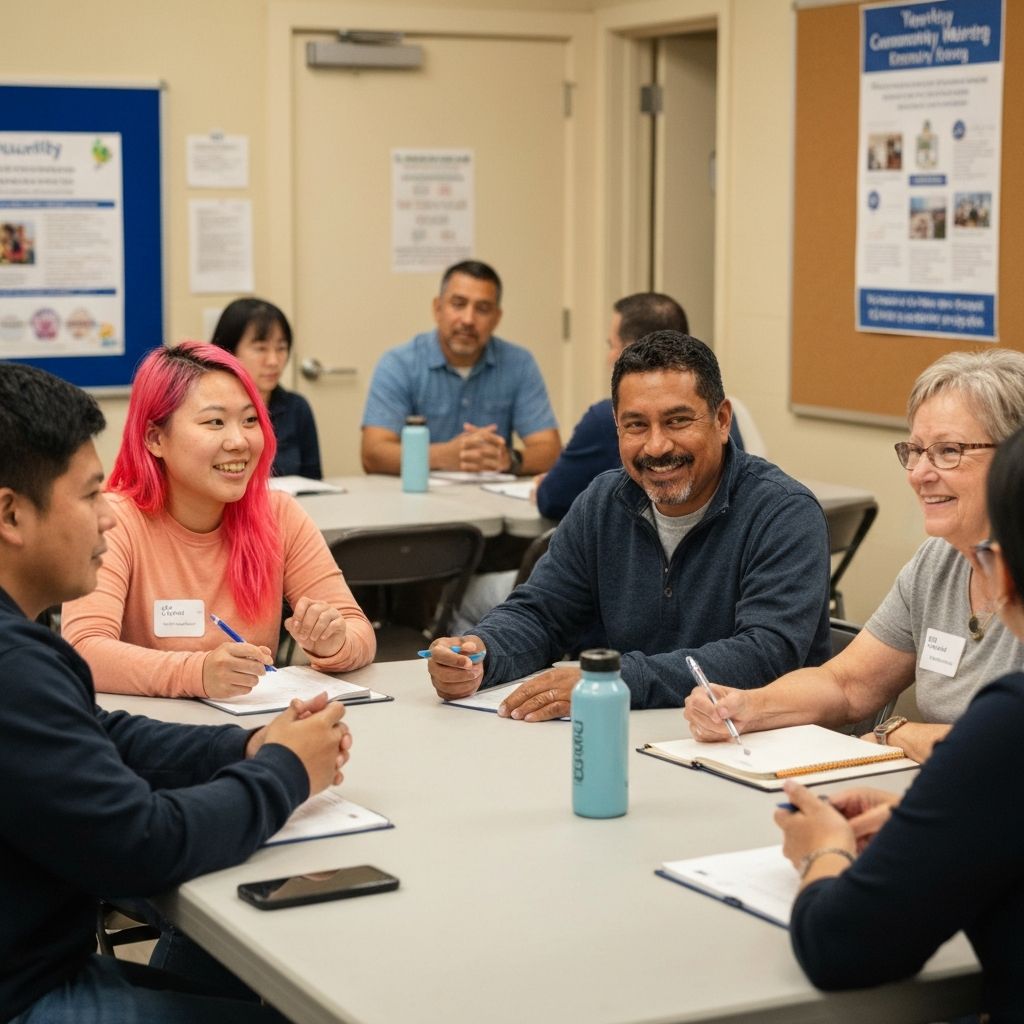 Buurtbewoners tijdens een noodvoorbereiding training